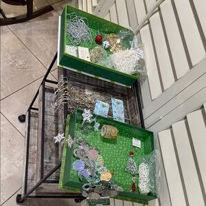 Festive Holiday Garland Set with Snowflakes and Bells & Ornament & Box